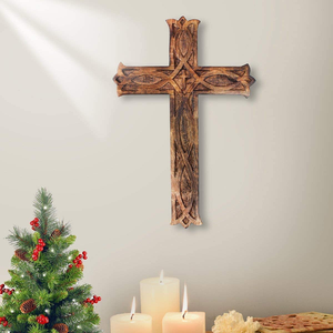 Croix murale en bois, décoration religieuse chrétienne, croix en bois faite à la main, décoration murale, décoration de la salle de prière, décoration de la maison - Product Image 2