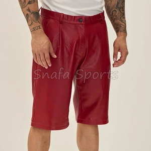 กางเกงขาสั้นคาร์โก้หนัง PU ปักลาย สไตล์สตรีทแฟชั่นสำหรับผู้ชาย ใส่สบายช่วงฤดูร้อน มีเชือกผูกเอว ความยาวระดับเข่า - Product Image 4