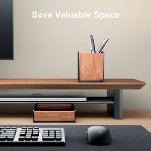 Handcrafted Walnut Wood Pen Stand with Marble Inlay - Wholesale Office Organizer - Product Image 3