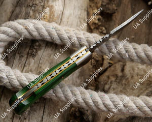 Couteau pliant de poche en acier Damas personnalisé, manche en bois sur mesure, verrouillage arrière, multifonctionnel pour le camping et la chasse en extérieur - Product Image 5