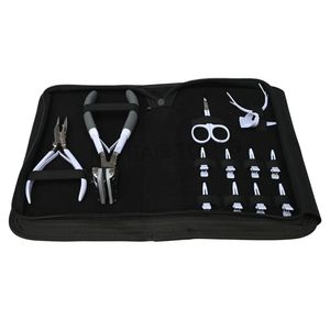 Kit d'outils professionnels pour extensions de cheveux blancs avec pince à bandes adhésives, pince à micro-anneaux, 8 pinces de coiffage et aiguilles courbées - Product Image 1