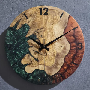 Reloj de pared de madera y resina epoxi hecho a mano de lujo para regalo, decoración del hogar, reloj decorativo de alta calidad para restaurante y hotel - Product Image 1