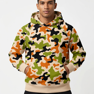 Sudadera con capucha con estampado de camuflaje unisex, manga raglán, ropa informal transpirable para otoño - Product Image 4