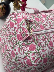 Indian Cotton Duffle <b>Bag</b> Women Quilted Floral Bohemian Block Print Perfect Summer Winter <b>Beach</b> Travel Handmade Vintage <b>Bag</b> - Product Image 4