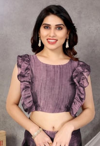 Sari en rayonne et georgette imprimé floral traditionnel pour femme K V International, idéal pour les fêtes, réversible et infroissable - Product Image 6