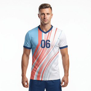 T-shirt de sport pour hommes, entraînement de football, 100% polyester, maillot de football pour hommes, manches courtes, col en V - Product Image 6