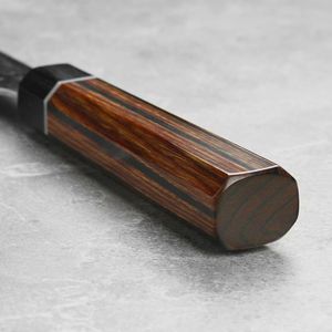 Cuchillo de Chef Kiritsuke Forjado a Mano por Edge Master Manufacture, con Funda Saya, Acero Inoxidable Martillado, Hoja de Cocina Profesional Moderna - Product Image 3