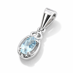 Pendentif ovale en topaze bleue plaqué rhodium en argent sterling - Collier minimaliste fait main avec pierre précieuse, breloque pierre de naissance de décembre - Product Image 5