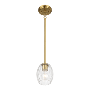 Lampadario a sospensione singola Vista con catena, in vetro trasparente e ottone satinato - Product Image 4