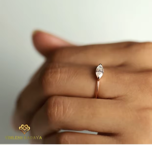 Anillo de Compromiso de Oro Rosa Sólido de 14K/18K con Diamante Marquise Creado en Laboratorio, Certificado por IGI, Anillo Fino para Uso Diario, Venta al Por Mayor - Product Image 6