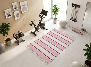 Striped Rectangle Cotton Bath Rug Flat Weave Non-Slip Modern Style Bathroom <b>Mat</b> - Product Image 3