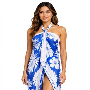 OEM ODM lightweight polyester Sarong <b>Women</b> <b>Beach</b> Wrap vacation floral Lightweight <b>Cover</b> <b>Up</b> Skirt Tropical Island Resort Fashion - Product Image 1