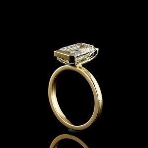 Minimalist 3CT Emerald Shape Diamond <b>Ring</b> Thick Corner Prong Bezel Setting IGI Certified Solid <b>Gold</b> Luxury Bride Engagement <b>ring</b> - Product Image 2