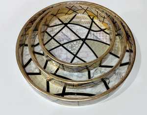 Handpainted Oriental Rectangle Tray Set with <b>Elephant</b> Pattern Decorative Serving Plates for Home <b>Decor</b> - Product Image 3