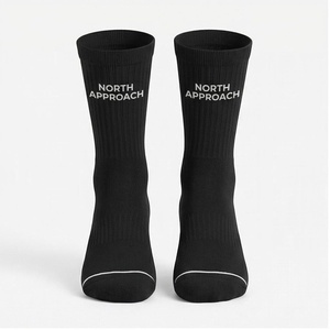 North Approach Crew <b>Socks</b> <b>Black</b> Letter Print Breathable Polyester Spandex Adult Spring Casual Wear - Product Image 1
