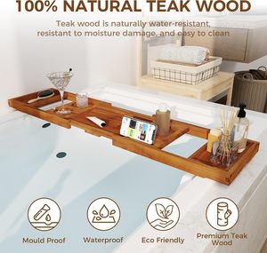 <b>Wooden</b> Bathtub Caddy Tray Expanding <b>Bath</b> <b>Board</b> Organizer Wine Glass Tablet Holder For Luxury Spa Bathroom Decor Wholesale - Product Image 6