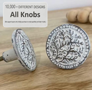 Ba Cast Iron Industrial Kitchen Cabinet Knobs <b>Round</b> Rustic Floral Design Distressed White Finish for Drawer Furniture <b>Handles</b> - Product Image 2