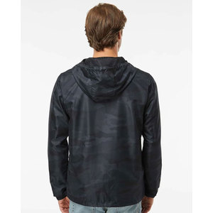 Veste coupe-vent légère à capuche pour homme, résistante au vent et à l'eau, camouflage noir, fermeture éclair intégrale - Product Image 5