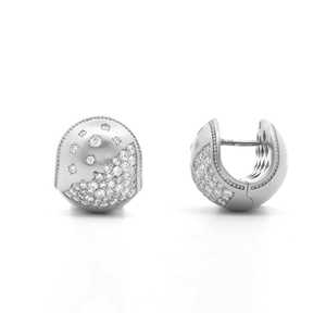 Lab Diamond Brilliant Cut Solitaire <b>Hoop</b> <b>Earring</b> Pave Set IGI Certified Statement Sparkling Custom 18K <b>Solid</b> Gold Matte Finish - Product Image 1