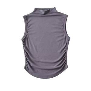 Camisetas sin mangas de cuello alto transpirables para mujer, verano 2024, 100% poliéster, tela de estambre, estilo vintage, casual, sexy y para discoteca - Product Image 1