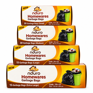 ถุงขยะ Nduro Homewares ผลิตจากวัสดุ PE ขนาด 30 ใบ ขนาดเล็ก/กลาง/ใหญ่ แบบใช้แล้วทิ้ง มีเชือกผูกปิด สำหรับใช้ในบ้านและห้องครัว - Product Image 1