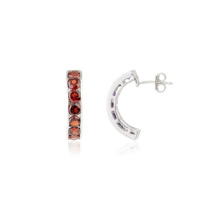 Pendientes de Aro Finos de Plata de Ley 925 con Granate de Corte Redondo 100% Auténtico, Joyería de Piedra de Nacimiento de Enero, Más Vendidos - Product Image 3