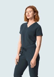 Ensemble de tenue médicale pour femme en coton tricoté, col en V, pantalon à taille élastiquée avec cordon de serrage, détection des aiguilles, thermocollage sans couture, pour usage hospitalier - Product Image 4