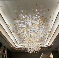 Personnalisé Restaurant Club House Villa Couloir Foyer Lumière Décorative Artistique De Luxe Feuille D'érable Lustre Plafond En Verre