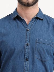 Camisa de Mezclilla Casual para Hombre, 100% Algodón Ecológico, Estilo Vintage, Corte Regular - Product Image 5