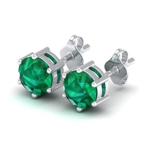 REYES Elegant 925 <b>Sterling</b> <b>Silver</b> 2 Carat Emerald Gemstone <b>Earrings</b> For Women GRA Certified Moissanite Screw Back <b>Stud</b> <b>Earrings</b> - Product Image 2