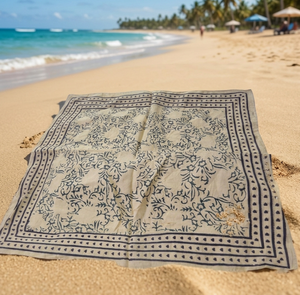 Pañuelo de algodón con estampado de bloques, pañuelo de playa, pañuelo bohemio para la cabeza, pañuelo indio estampado a mano para el cuello y el cabello, pañuelo ligero de verano, regalo para mujer - Product Image 5