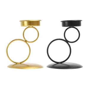 Juego decorativo de 2 portavelas de hierro con acabado en polvo negro mate para decoración de dormitorio y iluminación. - Product Image 2