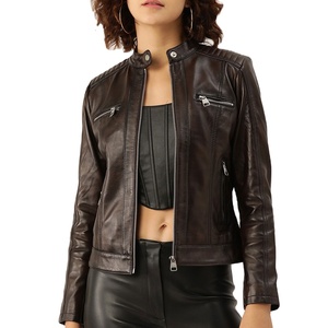 Veste en cuir véritable tendance pour hommes et femmes avec manches longues et fermeture éclair avant coupe-vent, tenue très demandée en peau de crocodile - Product Image 1