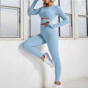 High Quality Custom Logo Print Yoga Sets for Woman Sports Bra and V <b>Back</b> Yoga Pants Workout Clothes Women's Plus Size - Product Image 4