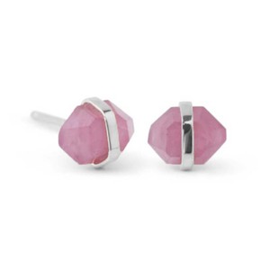 Rose Quartz Elongated Hexagon <b>Stud</b> <b>Earring</b> <b>Silver</b> Plated Center Bezel <b>Set</b> Gemstone <b>Earring</b> Minimalist Jewelry Gift For Her - Product Image 6