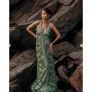 <b>Boho</b> Sequined Eco-Friendly Women A-Line Maxi <b>Dress</b> Spaghetti Strap Regular Fit Floral/Solid Print <b>Summer</b> Autumn Casual Knitted - Product Image 5
