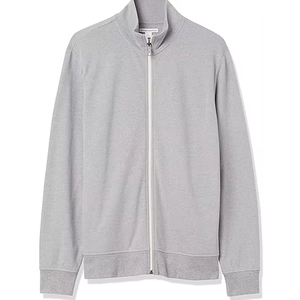 Sudadera con cuello alto y cremallera para hombre, de manga larga, estilo casual, en felpa francesa, color gris. - Product Image 1
