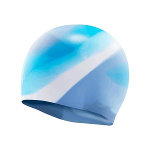 Bonnet de bain en silicone multicolore unisexe, ajustement élastique, design imperméable - Product Image 1