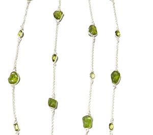KGN SILVER JEWELLERY HOUSE Natural Peridot Gemstone <b>Long</b> Snake Chain Charm <b>Necklace</b> Solid Sterling Silver Handmade Bohemian - Product Image 2