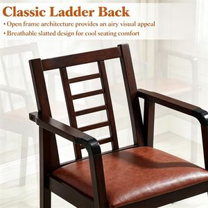 Sedia a dondolo in legno massello, poltrona ergonomica resistente con schienale a gradino traspirante per il relax interno, colore marrone - Product Image 3
