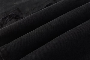 Jean en denim noir déchiré pour homme, coupe slim, poids moyen, haute qualité, style streetwear, durable, effet usé - Product Image 3