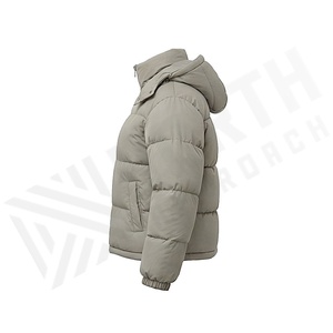 Hooded Quilted Waterproof <b>Bubble</b> Jacket Black Full Sleeve Winter Windproof Cotton Shell Knitted Fabric Polyester Filling Stand - Product Image 3