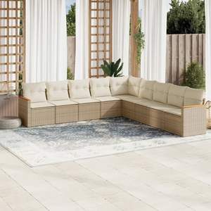 Conjunto de Sofás de Jardín de Ratán Sintético PE Beige y Acero con Recubrimiento en Polvo - Product Image 1