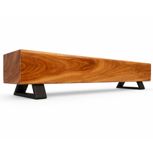 Chaise longue industrielle moderne en bois massif, qualité supérieure, finition naturelle, pieds coniques, design bloc épais, pour salle à manger et maison - Product Image 2
