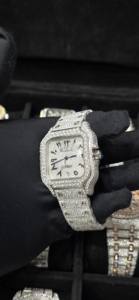 Montre mécanique de luxe en acier inoxydable, testée au diamant, style Hip Hop, entièrement sertie de moissanite VVS, avec mouvement automatique - Product Image 5