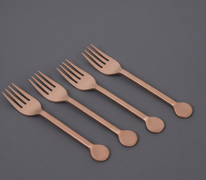 Juego de tenedores de acero inoxidable chapados en oro rosa de primera calidad, diseño minimalista, mango largo, cubiertos duraderos para fiestas, perfectos para cocinas y hogares - Product Image 4