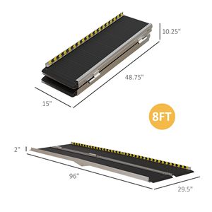 Rampa Pieghevole per Sedia a Rotelle Nera da 2,4 m in Alluminio Antiscivolo con Capacità di 272 kg per Gradini e Porte - Product Image 2