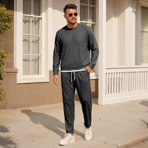 Stylish Unisex <b>Jogger</b> <b>Set</b> 2 Piece Premium Crewneck Sweatshirt Sweatpants Casual Lounge Activewear <b>Matching</b> Tracksuits - Product Image 3