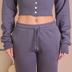 Ensemble de survêtement 2 pièces pour femme, grande taille, hiver, avec corset boutonné, en polaire respirante polyester/coton – Meilleures ventes, haute qualité - Product Image 5