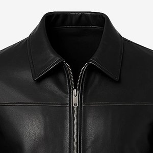 Nuevas llegadas: Chaqueta de cuero vintage negra con cremallera y logotipo personalizado para hombre, chaqueta con cuello, chaqueta de invierno de alta calidad. - Product Image 5
